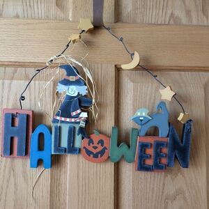 Vtg Halloween Wooden Hanging Decor